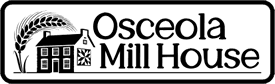 Logo for Osceola Mill House featuring a house and wheat graphic.