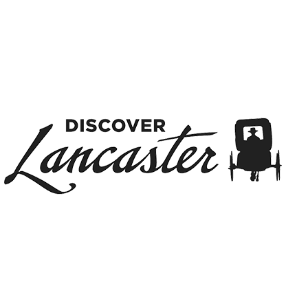Logo for "Discover Lancaster" featuring a horse-drawn carriage silhouette.