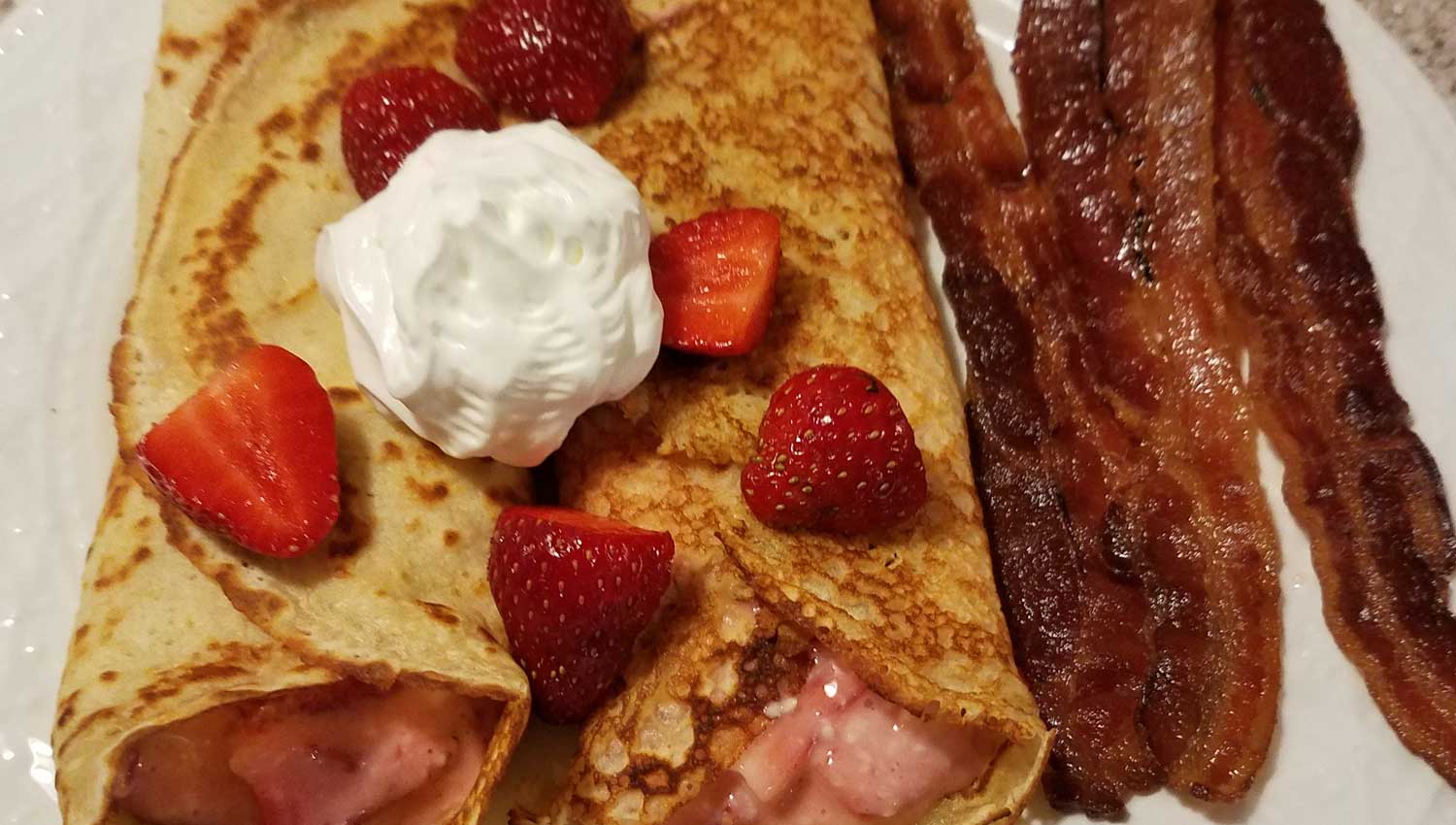 Strawberry Crepes with Bacon
