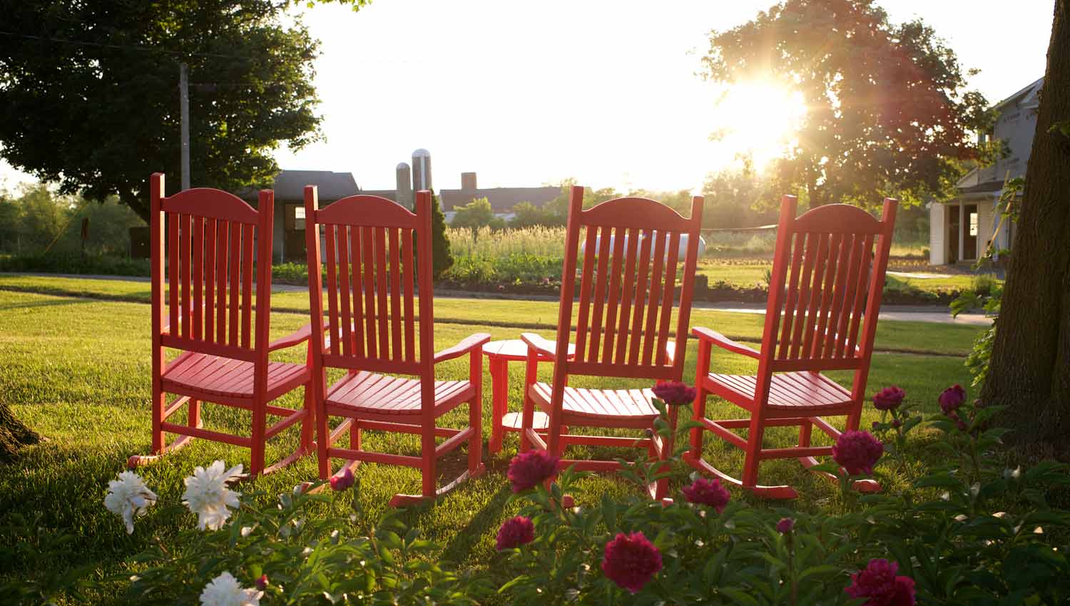Rocking Chairs overlooking an Amish Farm